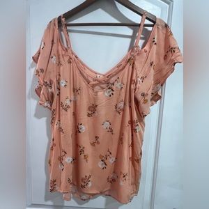 Torrid lightweight orange off shoulder blouse size two